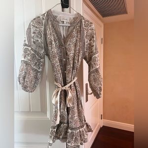 SOLD-Printed tan and cream dress